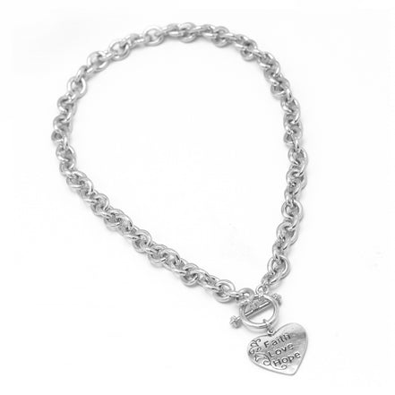 Silver Heart Pendant Chain Necklace #FW1203247