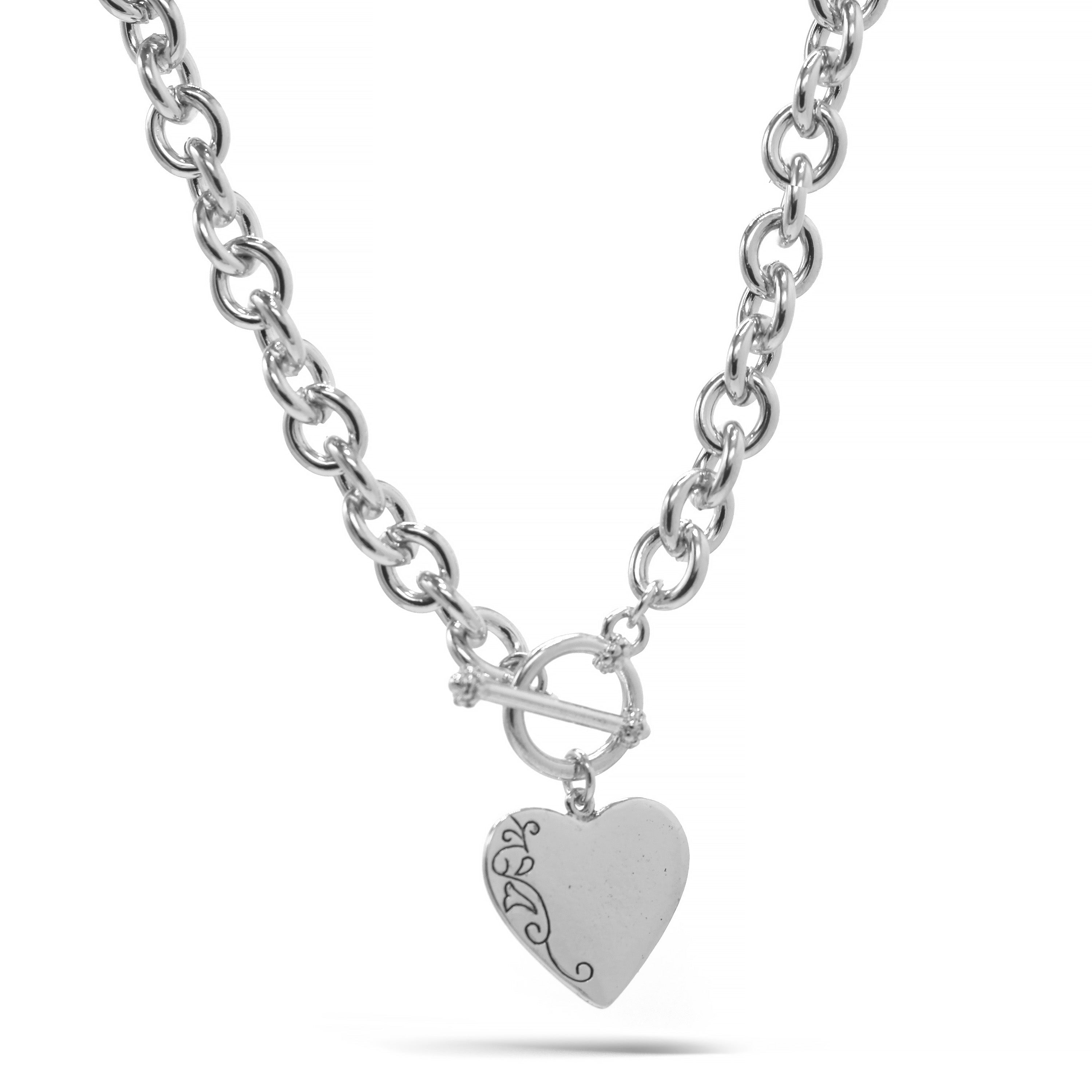 Silver Heart Pendant Chain Necklace #FW1203247