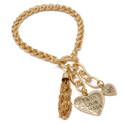 Gold Tassel and Heart Charm Bracelet  #FW1203248 (UH3)