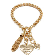 Gold Tassel and Heart Charm Bracelet  #FW1203248 (UH3)