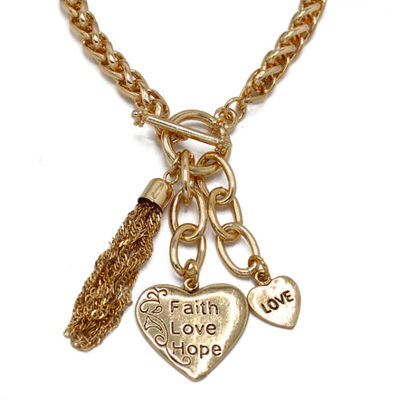 Gold Tassel and Heart Charm Bracelet  #FW1203248 (UH3)