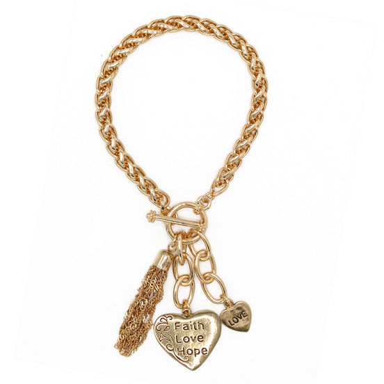 Gold Tassel and Heart Charm Bracelet  #FW1203248 (UH3)