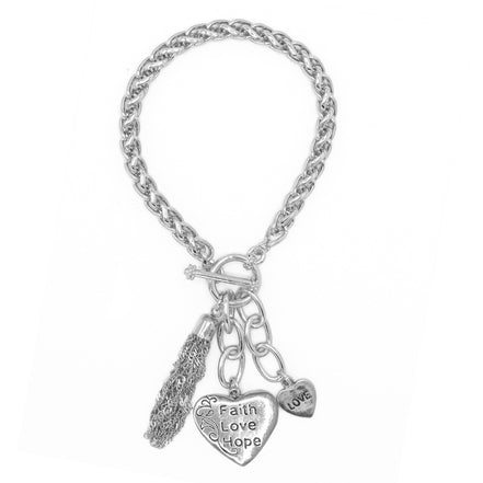 SILVER HEART CHARM BRACELET#FW1203249 (UE4)
