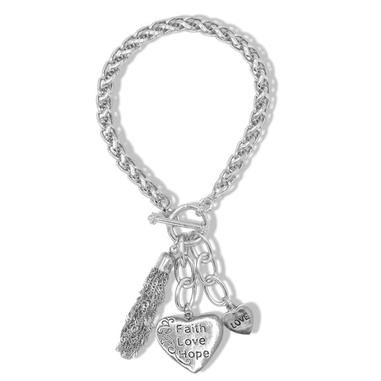 SILVER HEART CHARM BRACELET#FW1203249 (UE4)