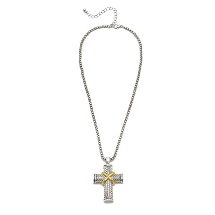 SILVER AND GOLD 2"CRYstal CROSS PENDANT NECKLACE #FW1203256(AH2)