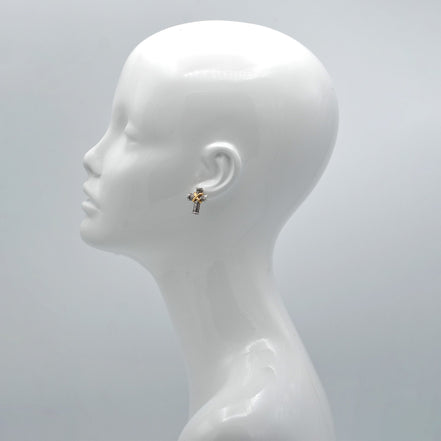 Two Tone crystal cross Earrings #FW1203257 (AG2)