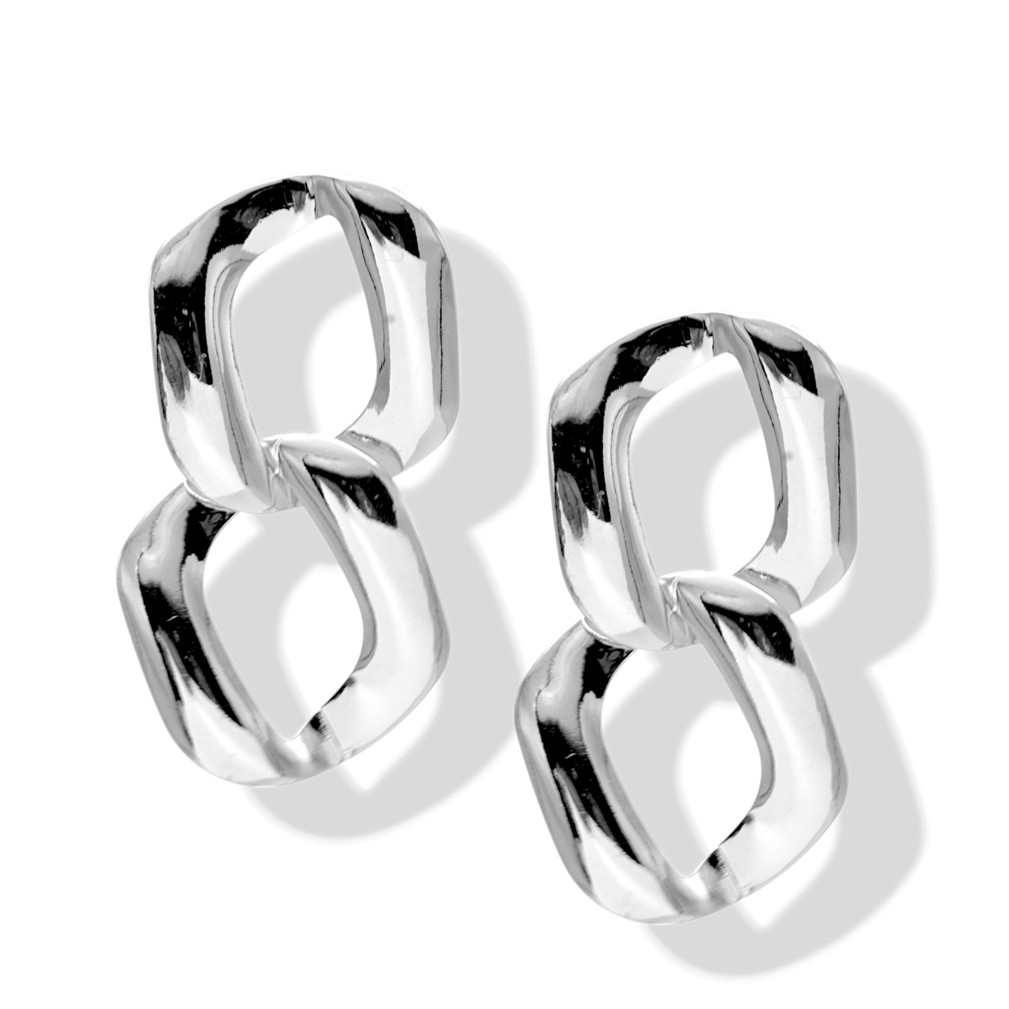 Bold Double-Link Chain Drop Earrings #FW1202755(KH4,NF6)