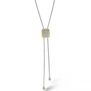 TWO TONE PAVE CRYSTAL PENDANT TASSEL NECKLACE #12504NK-TT (FC17)