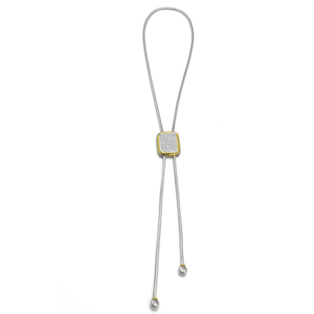 TWO TONE PAVE CRYSTAL PENDANT TASSEL NECKLACE #12504NK-TT (FC17)