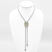 TWO TONE PAVE CRYSTAL PENDANT TASSEL NECKLACE #12504NK-TT (FC17)