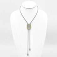 TWO TONE PAVE CRYSTAL PENDANT TASSEL NECKLACE #12504NK-TT (FC17)