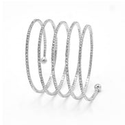 SILVER CRYSTAL COIL MEMORY WIRE BRACELET#SWY-18162S (KNA5-B5)