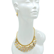 Tri-Tone Coin Draped Statement Necklace 19
