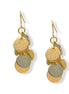Two-Tone Dangle Coin Drop Earrings | Gold & Silver Textured Discs 1.5"#FW1403605 (DE4/LF18)