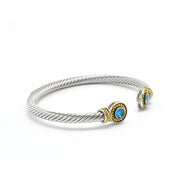 TWO TONE AQUAMARINE CRYSTAL CLASSIC CABLE BRACELET#12550BR_AQ(FA22/FG9)