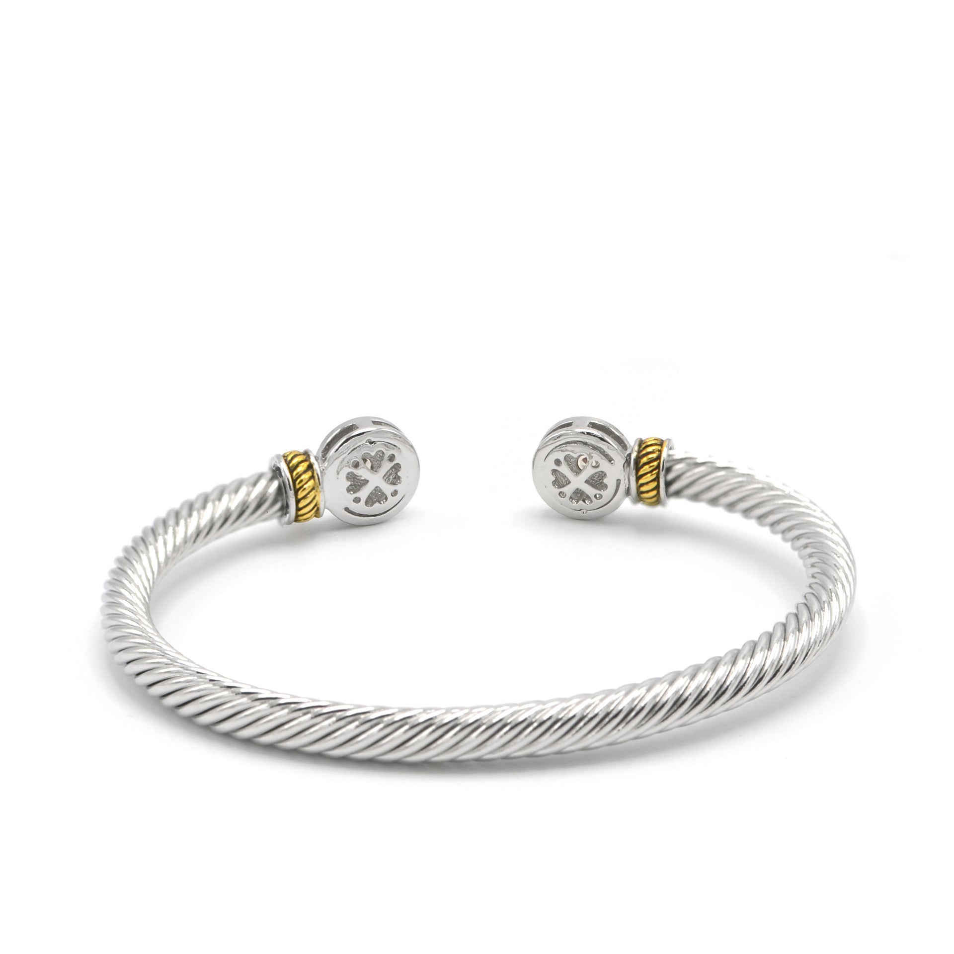 TWO TONE AQUAMARINE CRYSTAL CLASSIC CABLE BRACELET#12550BR_AQ(FA22/FG9)