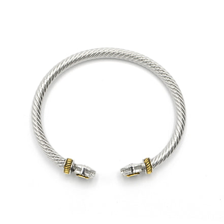 TWO TONE AQUAMARINE CRYSTAL CLASSIC CABLE BRACELET#12550BR_AQ(FA22/FG9)