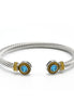 TWO TONE AQUAMARINE CRYSTAL CLASSIC CABLE BRACELET#12550BR_AQ(FA22/FG9)