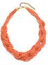 CORAL SEED BEAD MULTI LAYERED NECKLACE #KBI-NL-1201 CORAL (KF4)