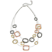 Tri-tone Geometric Illusion Necklace #SC16631A-3TONE (LE20-LF21)