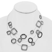 Silver Multi-Layer Geometric Necklace – 18