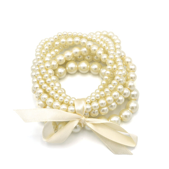 CREAM PEARL MEMORY WIRE STRETCH BRACELETS #FW1404238 (MH6 & TOP)