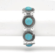 Elegant Rhodium Turquoise Stretch Bracelets #FW1404231(KB5)