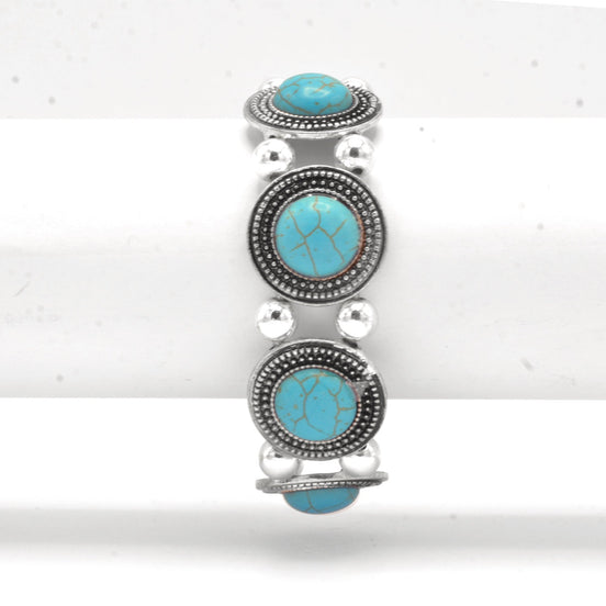 Elegant Rhodium Turquoise Stretch Bracelets #FW1404231(KB5)
