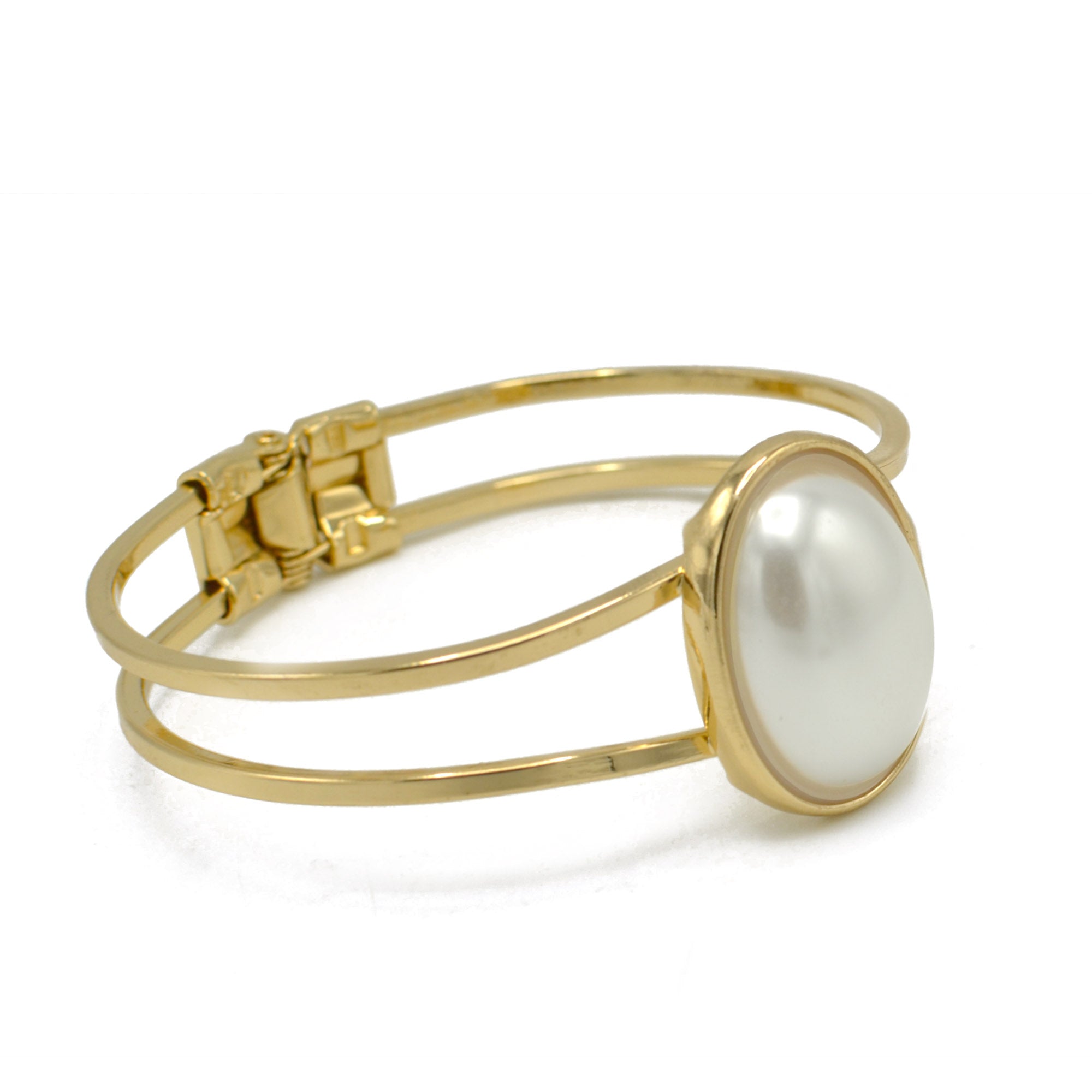 GOLD CREAM PEARL HINGED BRACELET  #FW1404711(KB4/KC4)