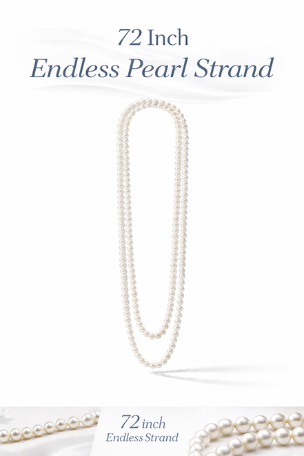 10MM White Pearl Long Necklace – 72 Inch Endless Pearl Strand, Elegant Classic Statement Jewelry for Women#N114110674 (SHCD9)