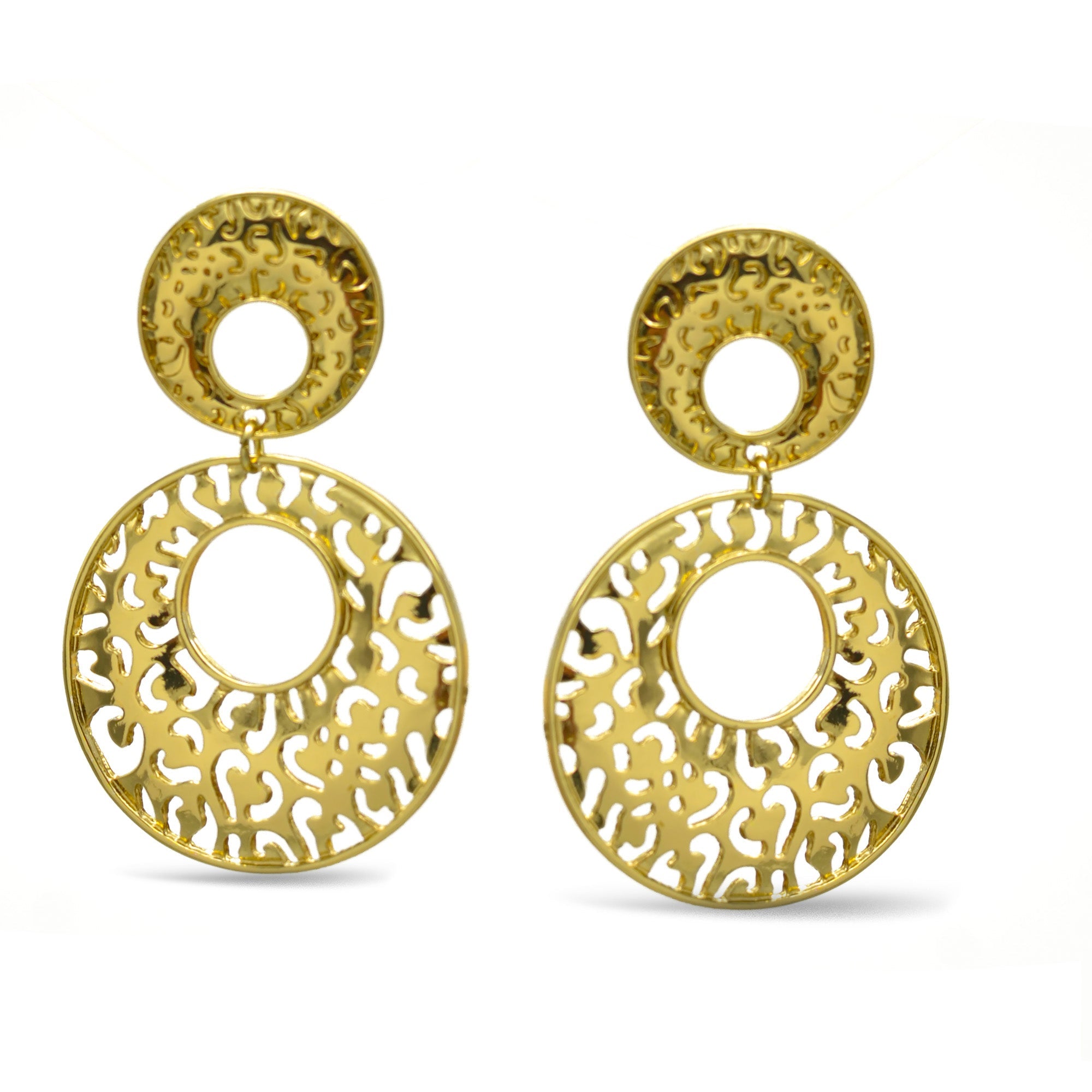 GOLD ROUND FILIGREE EARRINGS #SWR-CP122 (ME6)