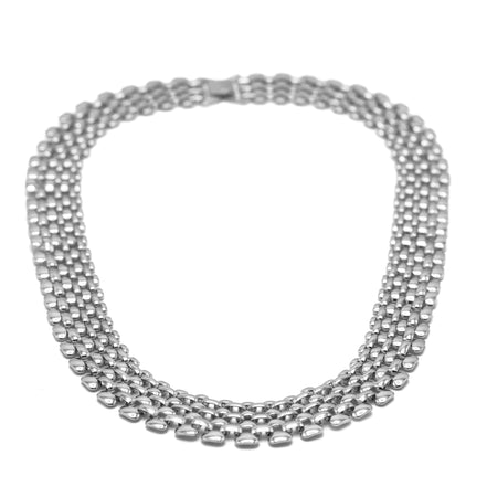 Silver Polished Wide Panther Link Chain Choker Necklace #NL14120031-R02 (KH4)
