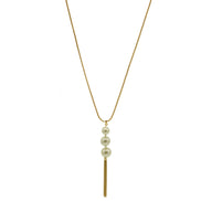 GOLD BIG CREAM PEARL LONG TASSEL NECKLACE #SQ466G (HF4-5)