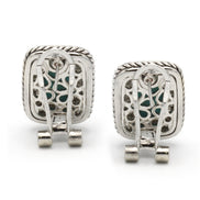 TWO TONE TURQUOISE ENGRAVED STUD EARRING#12504ERTQ (FB18)