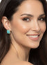 TWO TONE TURQUOISE ENGRAVED STUD EARRING#12504ERTQ (FB18)