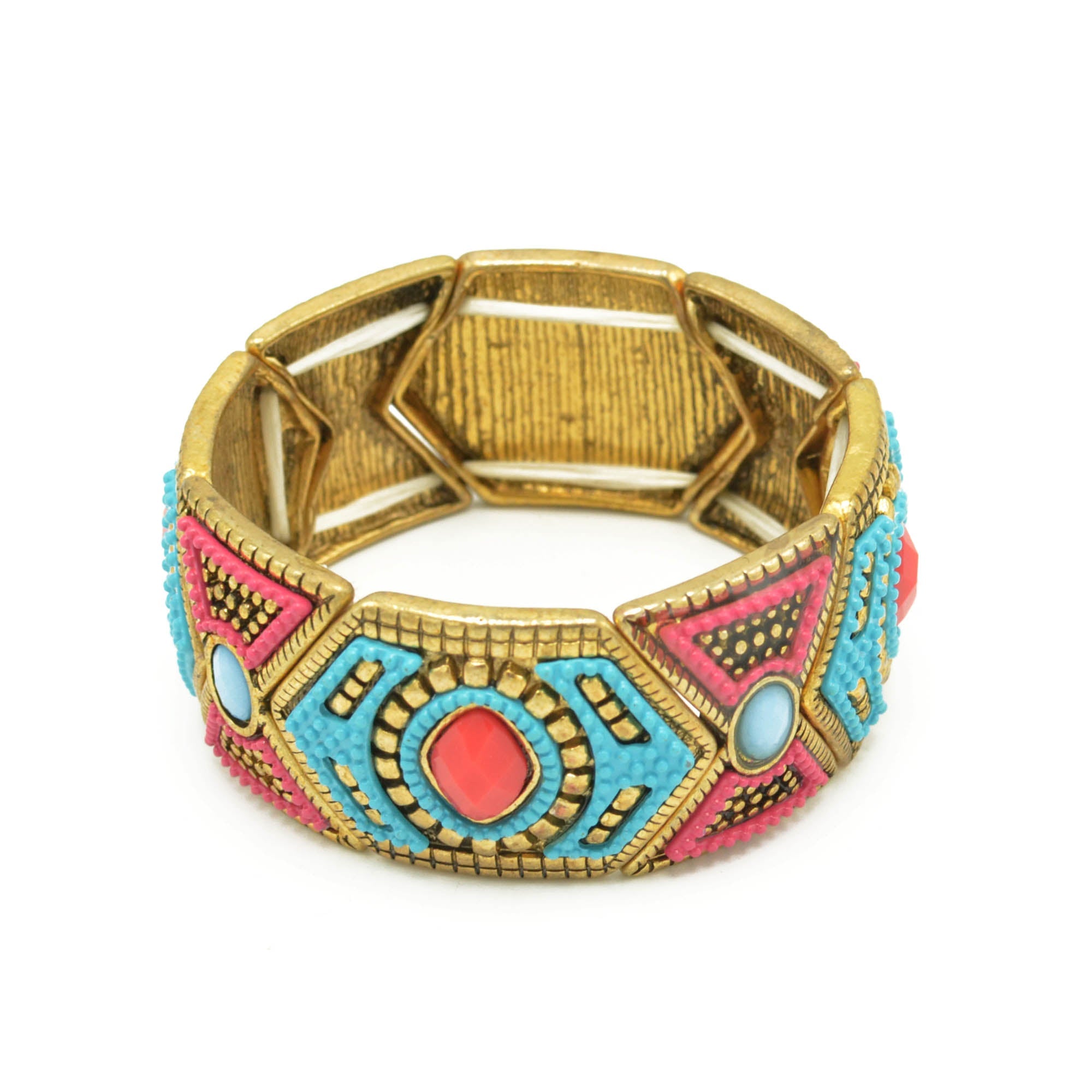 GOLD MULTI COLOR MEMORY WIRE STRETCH  BRACELETS #SWR-CP1956 (SC18/SD18)