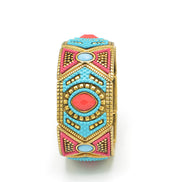 GOLD MULTI COLOR MEMORY WIRE STRETCH  BRACELETS #SWR-CP1956 (SC18/SD18)