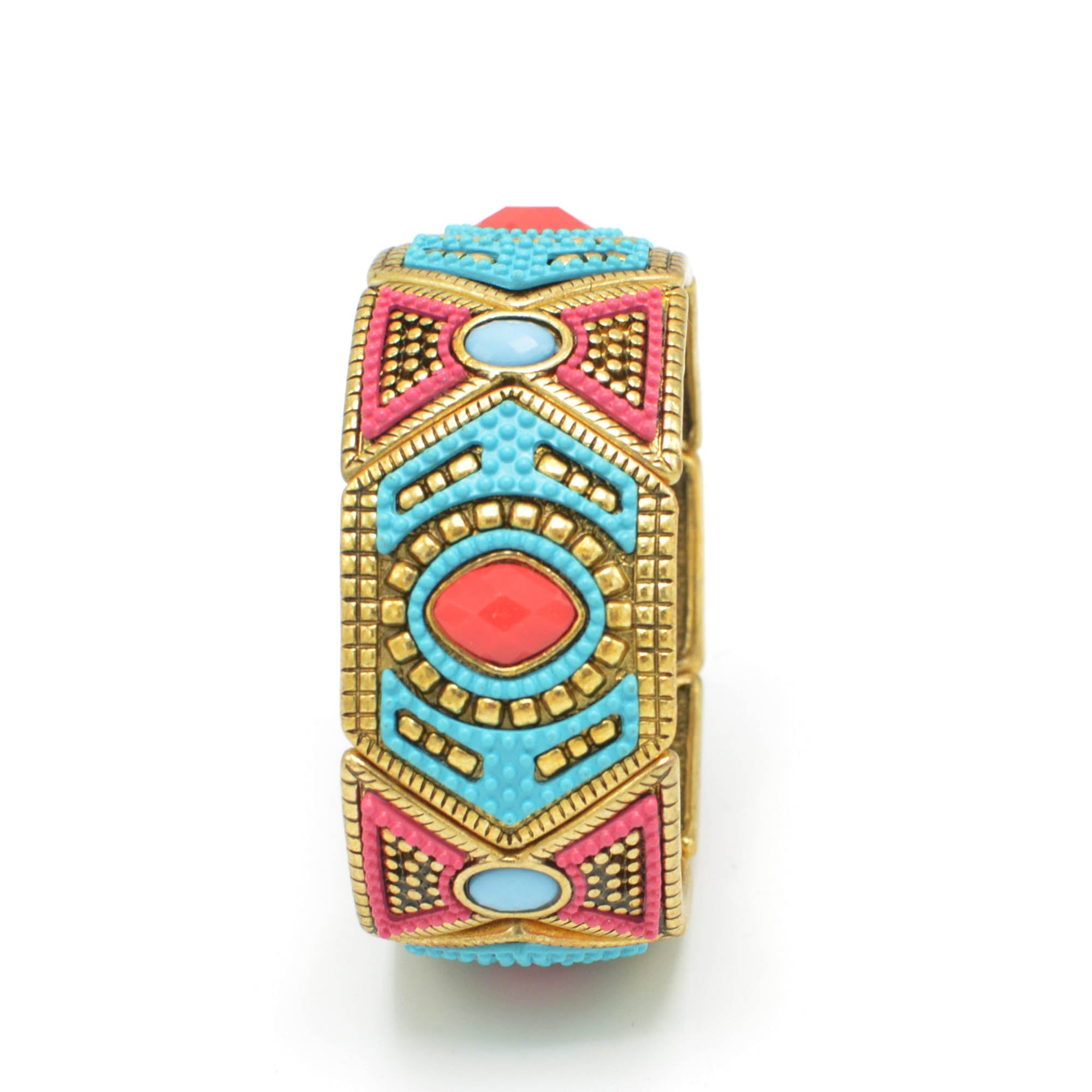 GOLD MULTI COLOR MEMORY WIRE STRETCH  BRACELETS #SWR-CP1956 (SC18/SD18)