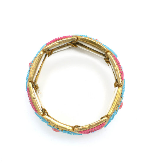 GOLD MULTI COLOR MEMORY WIRE STRETCH  BRACELETS #SWR-CP1956 (SC18/SD18)