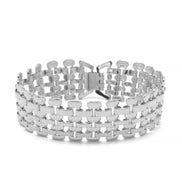 Silver Polished Wide Panther Link Chain Wrap Around Bracelet #BL15040367-R02SIL (ND13)