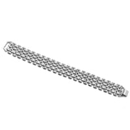 Silver Polished Wide Panther Link Chain Wrap Around Bracelet #BL15040367-R02SIL (ND13)