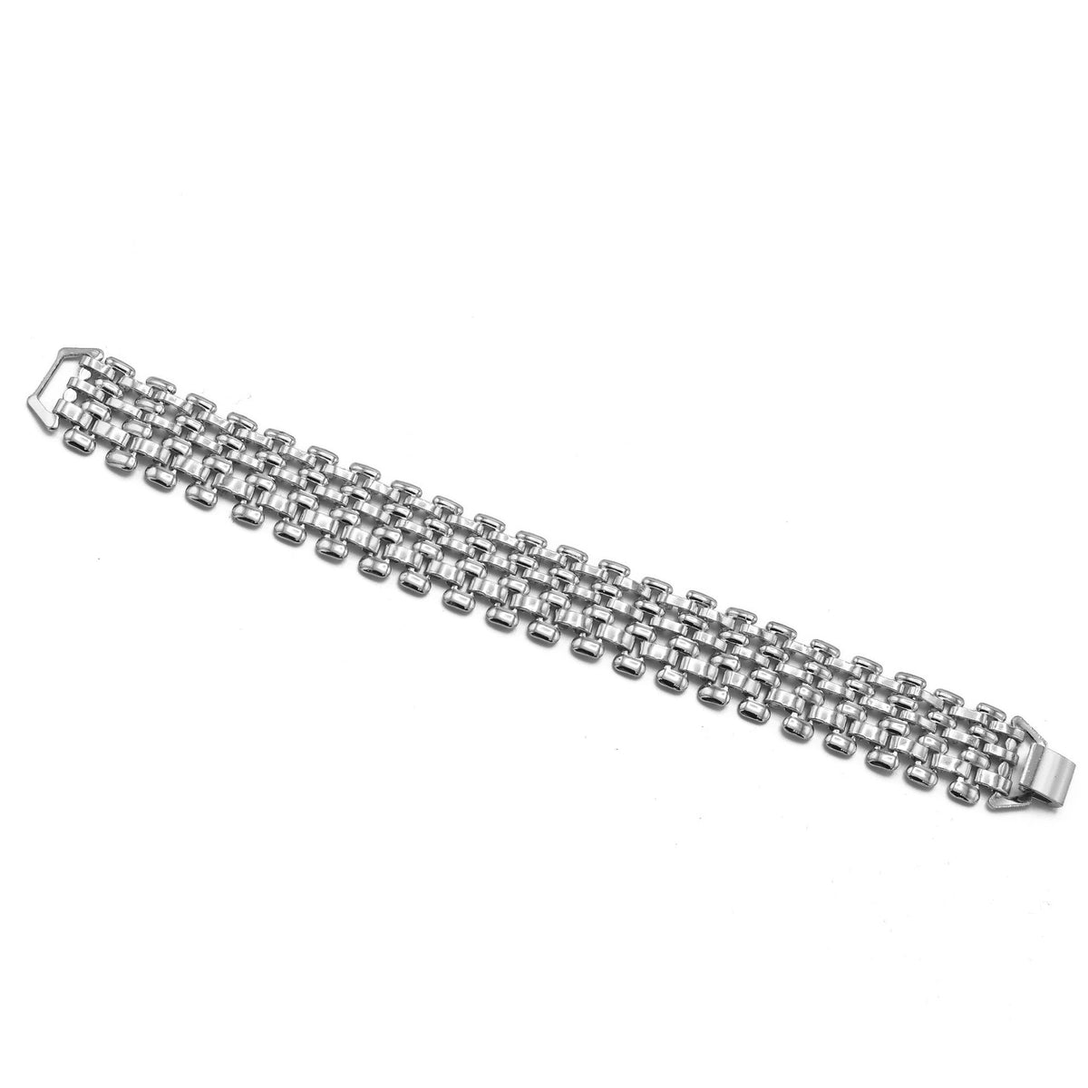 Silver Polished Wide Panther Link Chain Wrap Around Bracelet #BL15040367-R02SIL (ND13)