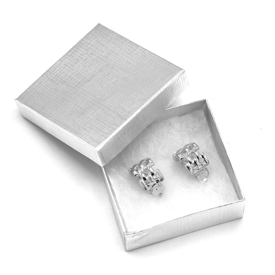 Silver Polished Wide Panther Earrings# ER15040318-R04 (JE5)