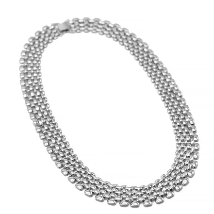 Silver Polished Wide Panther Link Chain Choker Necklace #NL14120031-R02 (NA13)