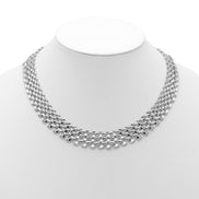 Silver Polished Wide Panther Link Chain Choker Necklace #NL14120031-R02 (NA13)