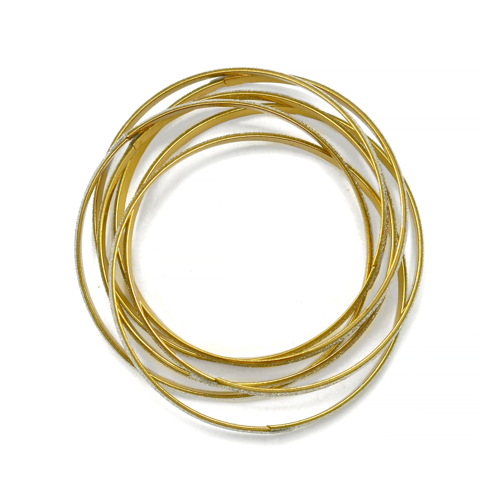 Gold Interlocking Glittering 5 Peaces Bangle Set #SQ1722 (KH3--BE15,Q17)