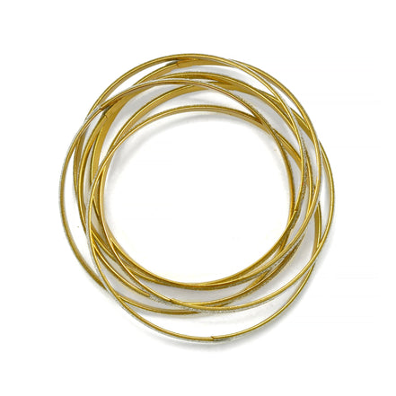 Gold Interlocking Glittering 5 Peaces Bangle Set #SQ1722 (KH3--BE15,Q17)