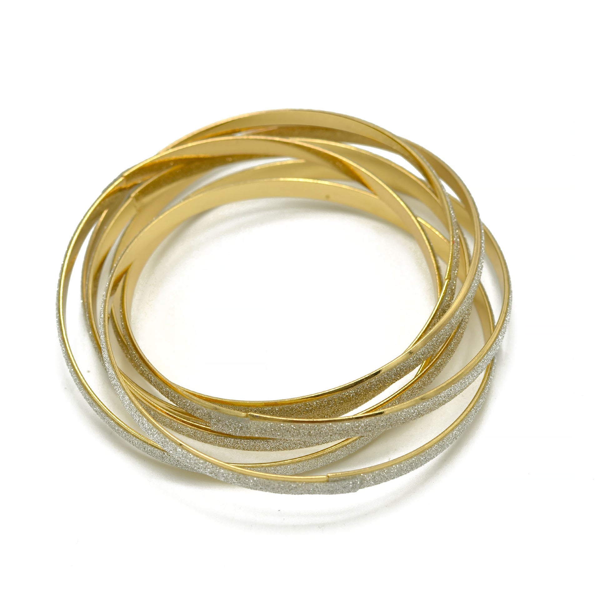 Gold Interlocking Glittering 5 Peaces Bangle Set #SQ1722 (Q17)