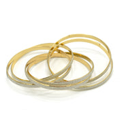 Gold Interlocking Glittering 5 Peaces Bangle Set #SQ1722 (KH3--BE15,Q17)