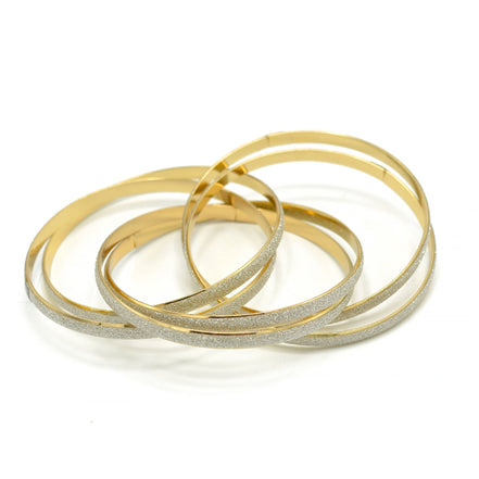 Gold Interlocking Glittering 5 Peaces Bangle Set #SQ1722 (KH3--BE15,Q17)